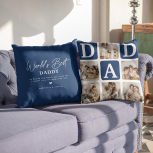 Modern Multi Photo Grid Cute DAD Gift Cushion