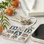 Modern Multi Photo Grid Cute DAD Gift Key Ring<br><div class="desc">Create your very own DAD keychain with this modern multi-photo grid collage and text. Design features 6 Photographs with curved corner squares with the text DAD in khaki green blocks that can be changed to any colour. On the reverse the text 'World's Best Daddy' with a cute father quote that...</div>