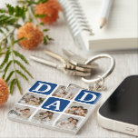 Modern Multi Photo Grid Cute DAD Gift Key Ring<br><div class="desc">Create your very own DAD keychain with this modern multi-photo grid collage and text. Design features 6 Photographs with curved corner squares with the text DAD in dark blue blocks that can be changed to any colour. On the reverse the text 'World's Best Daddy' with a cute father quote that...</div>