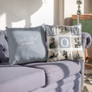 Modern Multi Photo Grid Cute MOM Gift  Cushion