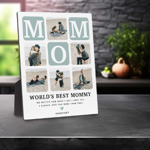 Modern Multi Photo Grid Cute MOM Gift Plaque