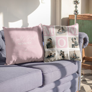 Modern Multi Photo Grid Cute MOM Gift Throw Pillo Cushion