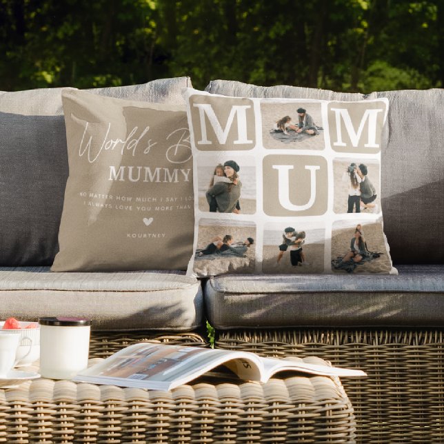 Modern Multi Photo Grid Cute MUM Gift  Cushion (Creator Uploaded)