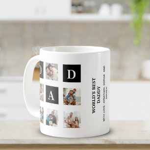 Modern multi-photo grid for dad coffee mug