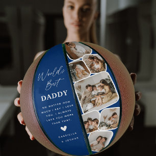 Modern Multi Photo Grid World's Best Dad Basketball