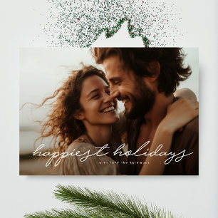 Modern Multi Photo Happiest Family Holiday card