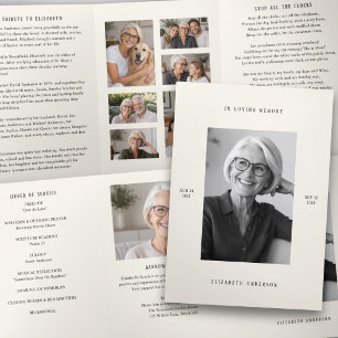 Modern Multi-Photo Memorial Order of Service Tri-Fold Programme