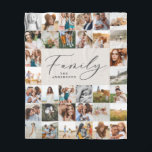 Modern multi photo natural script family elegant fleece blanket<br><div class="desc">Modern minimal multi photo script family. With space for 34 photographs. Ideal gift available for mums,  dads,  grand,  grandad of any family members,  Christmas,  anniversary,  birthday,  mothers day and fathers day. Stunning elegant script text.</div>