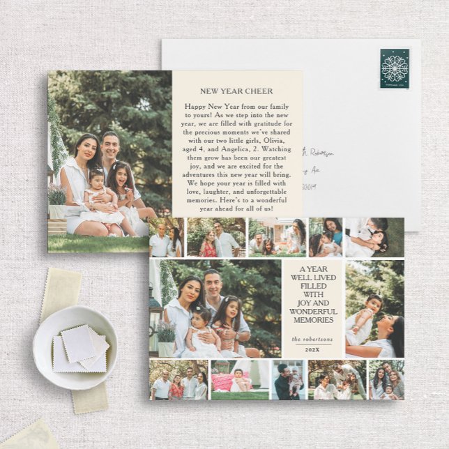 Modern Multi-Photo New Year 12 Photo Card (Creator Uploaded)