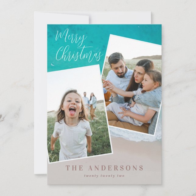 Modern multi photo ocean beach christmas holidays (Front)