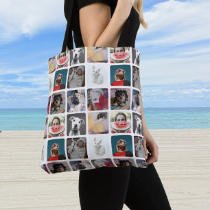 Modern Multi Photo Pattern Tote Bag