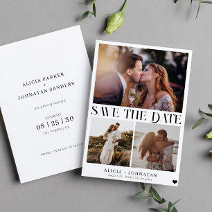 Modern multi photo simple minimalist wedding save the date