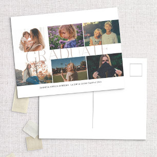Modern Multi-Photo Then/Now Graduate Announcement Postcard