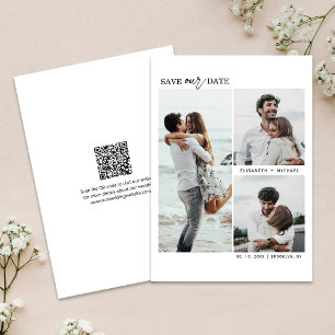 Modern Multi Photos QR Code Save The Date Wedding Invitation