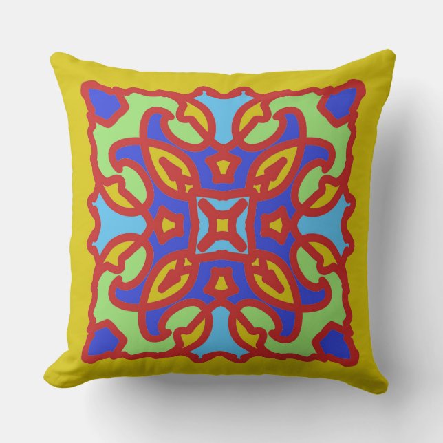 Modern multicolor all over fabric print pattern th cushion (Front)