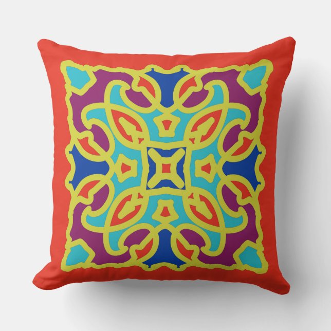 Modern multicolor all over fabric print pattern th cushion (Front)
