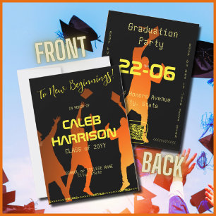 Modern Multicolor Black Techno Graduation Party  Invitation