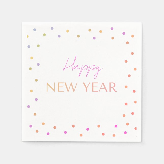 Modern Multicolor Dots Happy New Year  Napkin (Front)