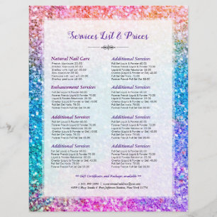 Modern Multicolor Faux Glitter Services Price List Flyer