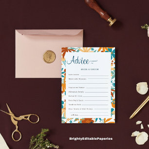Modern Multicolor Floral Wedding Advice Card