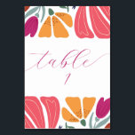 Modern Multicolor Floral Wedding Script  Table Number<br><div class="desc">Modern Multicolor Floral Wedding Script Table Number</div>