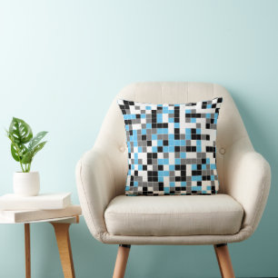 Modern Multicolor Geometric Square Pattern  Cushion