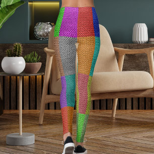 Modern Multicolor Knitting Wool Textured Pattern Leggings