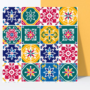 Modern Multicolor Pattern Mexican Papel Picado Tile