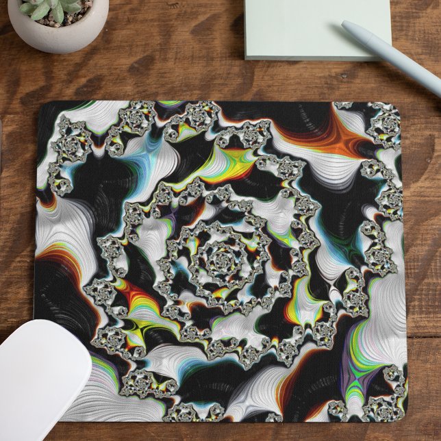 Modern Multicolor Psychedelic Spiral Fractal Mouse Mat (Creator Uploaded)