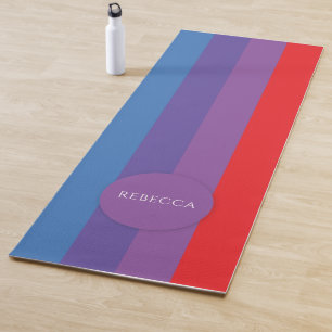 Modern Multicolor Striped Personalised Name Yoga Mat