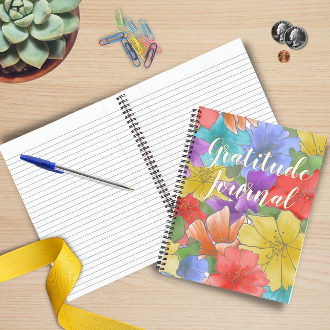 Modern Multicolor Watercolor Floral Gratitude Notebook (Creator Uploaded)