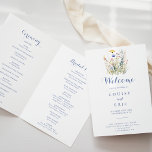 Modern Multicolor Wildflower Folded Wedding Programme<br><div class="desc">This modern multicolor wildflower folded wedding program is perfect for a rustic wedding. The design features green,  yellow,  purple,  blue watercolor colourful meadow flowers.

Include a quote or short message,  order of service,  wedding party and thank you message.</div>