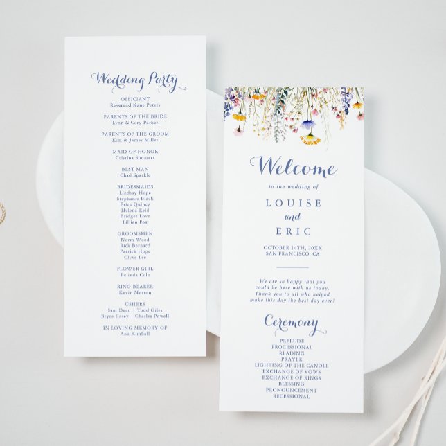Modern Multicolor Wildflower Wedding Program Programme (Creator Uploaded)
