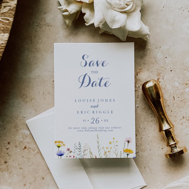 Modern Multicolor Wildflower Wedding Save The Date (Creator Uploaded)