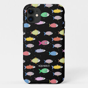 Modern multicolored fish on black iPhone 11 case