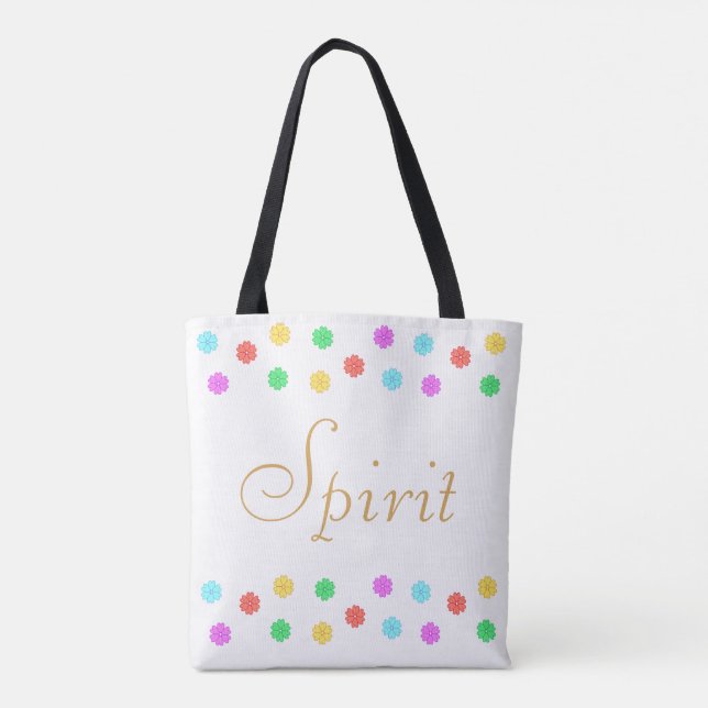 Modern Multicolored Flowers on White Tote Bag (Back)