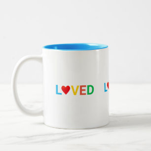 Modern Multicolored Personalised Loved Heart Two-Tone Coffee Mug