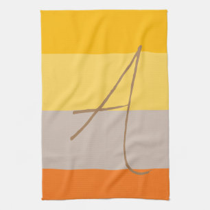 Modern Multiple Pastel Colour Monogram Name Initia Tea Towel