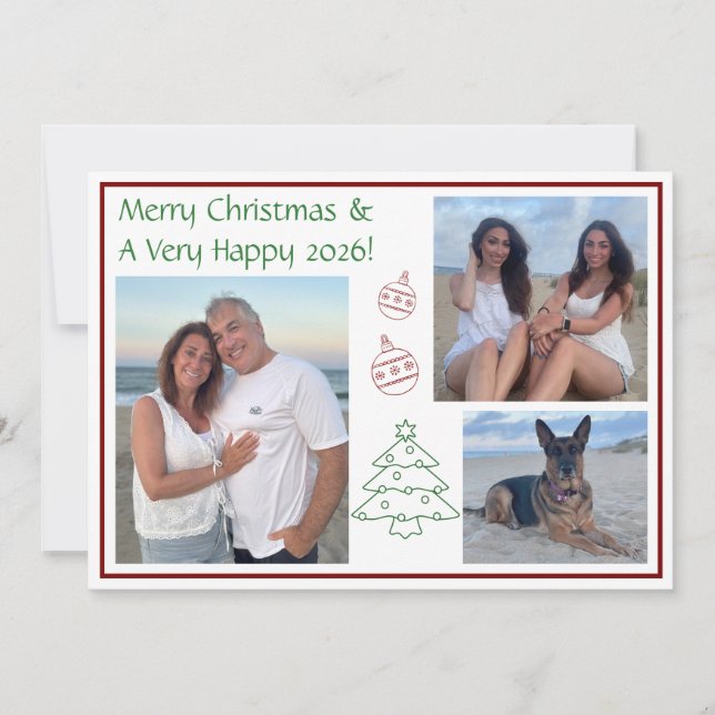 Modern Multiple Photo Christmas Card (Front)