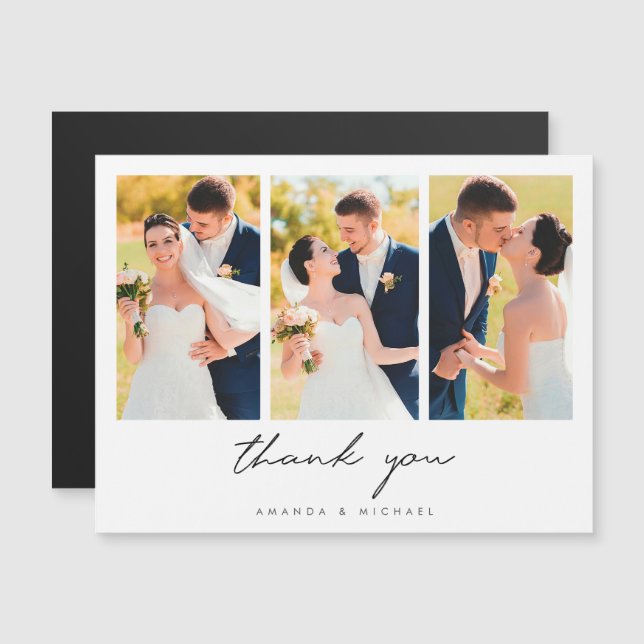 Modern Multiple Photo Wedding Thank You Magnet (Front/Back)