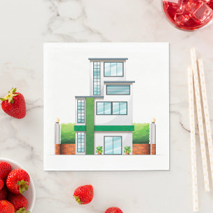Modern Multistorey House Contemporary Home Napkin