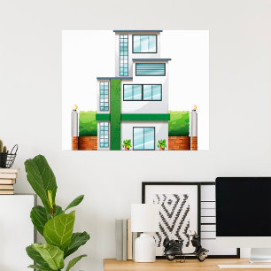 Modern Multistorey House Contemporary Home Poster