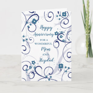 Modern Mum and Stepdad Wedding Anniversary Card