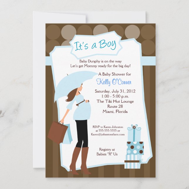 Modern Mum Baby Shower Invitation - Baby Boy! (Front)