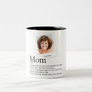 Modern Mum Definition Quote Black and White Photo Two-Tone Coffee Mug