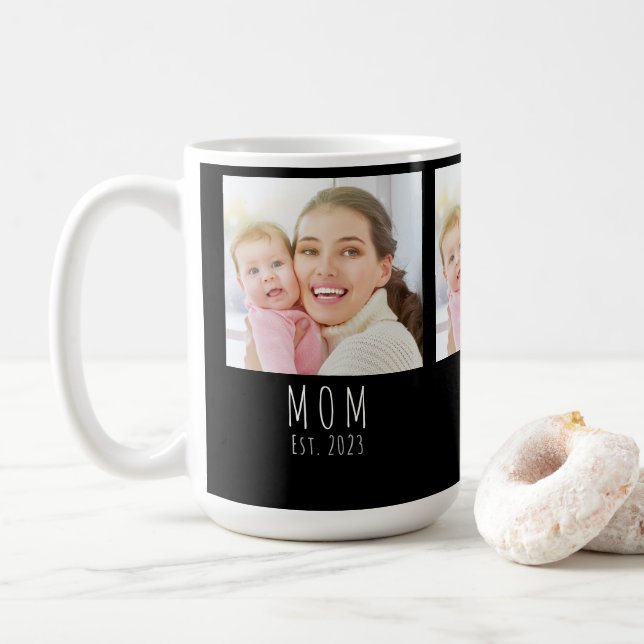 Modern Mum Established Black 3 Photo  Coffee Mug (With Donut)
