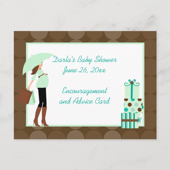 Modern Mum (Green) Baby Shower Advice Cards (Front)