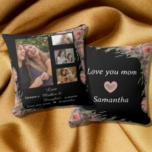 Modern Mum Mother Daughter Quotes 4 Photo Collage  Cushion