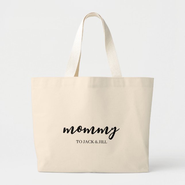  Modern Mum Mummy Kids Names Mother's Day Large Tote Bag (Front)
