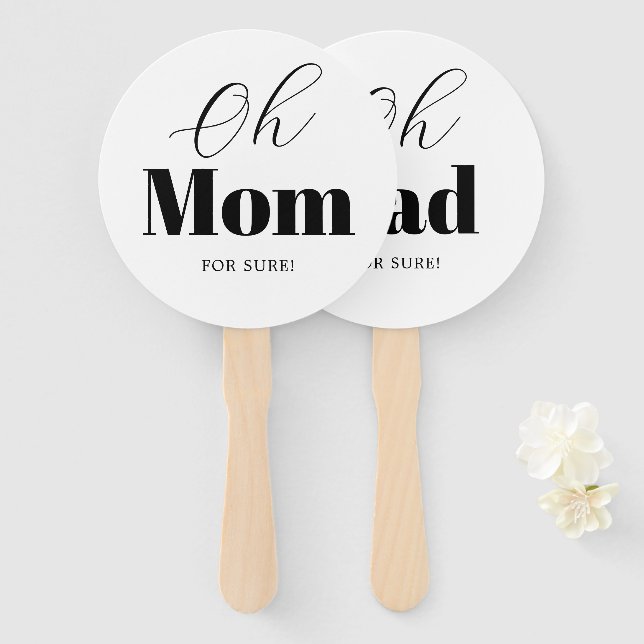 Modern Mum or Dad Baby Shower Game Hand Fan (Front and Back)